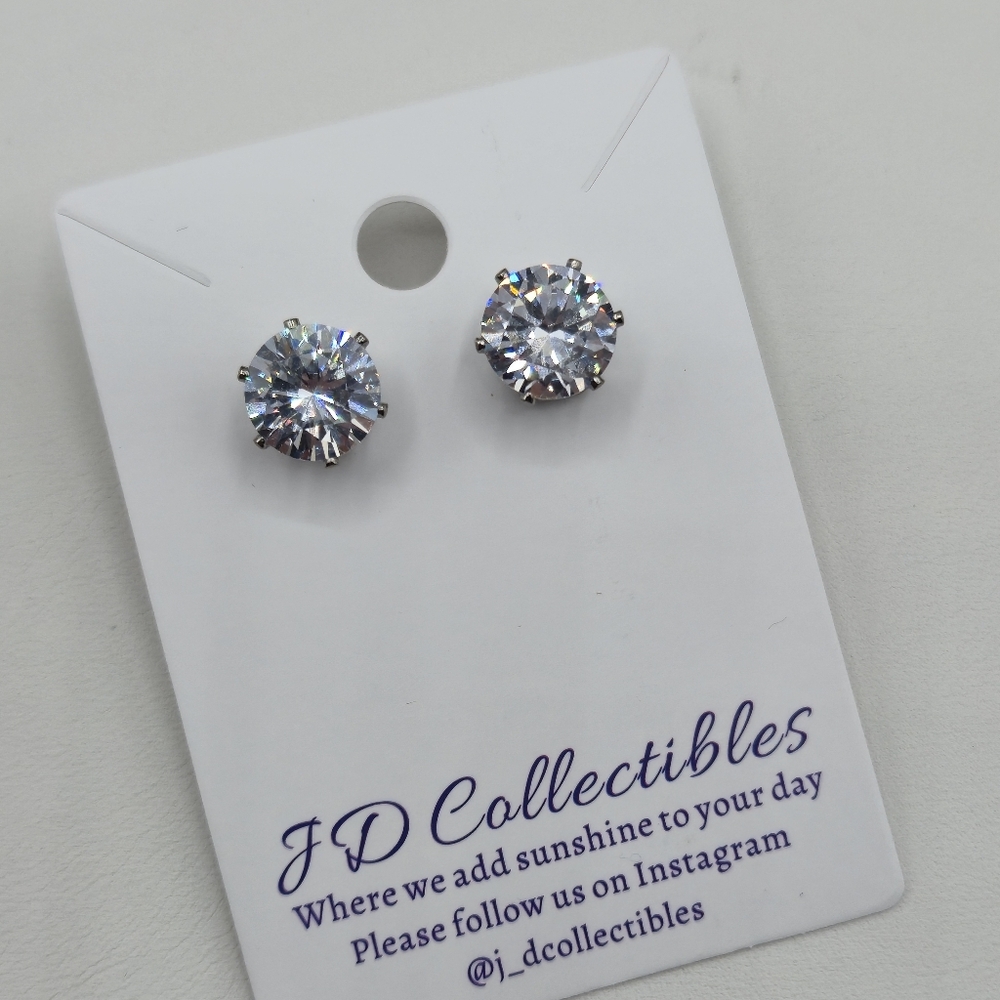 Swarovski Crystals Elements Statement Silver Stud Earrings Prom Bridal Formal